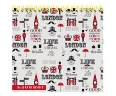 Блокнот А6 128л на цвет. спирали АНГЛИЙСКИЙ ОРНАМЕНТ-2 (Б128-7094) 7БЦ,цвет.мел.обл, блок офс,мат