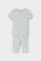 пижама  для девочки  К 1632/серое небо,мини листики
