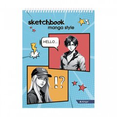 
          Скетчбук А5 60л., "Manga style", 120 г/м2, Alingar, гребень, мелованный картон, жёсткая подложка, офсет