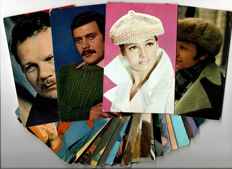 №37 Открытки Артисты и актёры СССР 1970–1980-е г. 25 штук. Цветные, чистые, без повторов