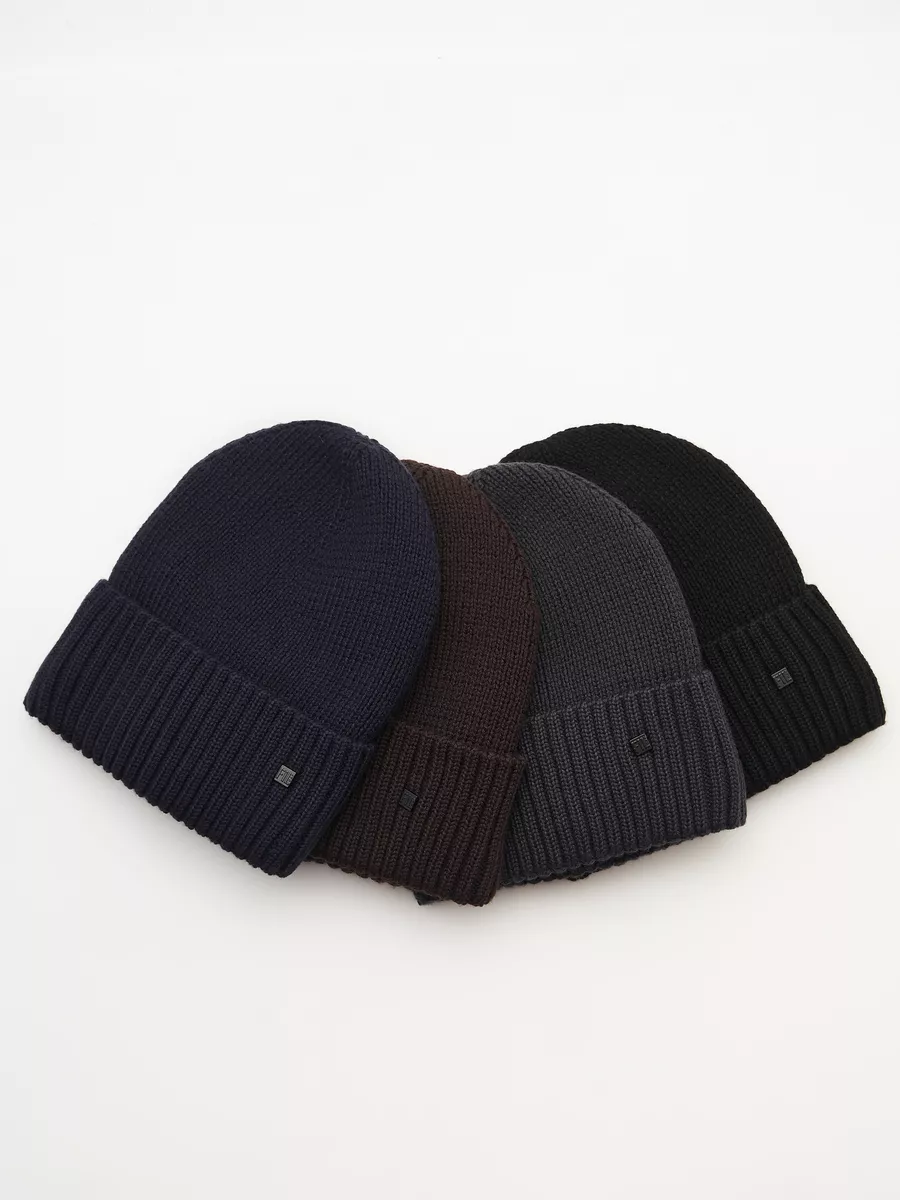 Шапка зимняя на флисе вязаная бини