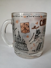 Кружка 300 мл стекло с видами Петербурга.