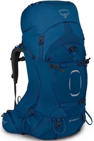 Картинка рюкзак туристический Osprey Aether 65 Deep Water Blue - 1