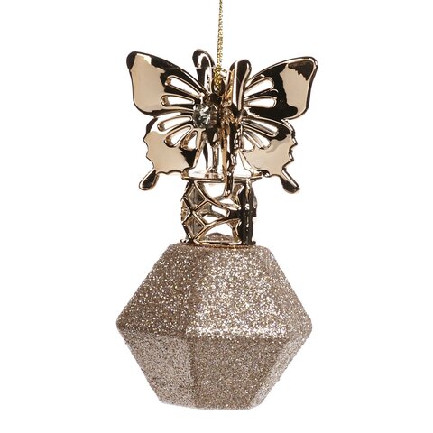 Бабочка на флаконе парфюма 10см Goodwill розовая/золотая