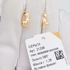 21336 - Серьги КОТЯТА из золота 585 пробы с фианитами