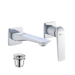 Lemark LM5936CW Смеситель для раковины встраиваемый, длина излива 17 см, латунь/хром/белый фото