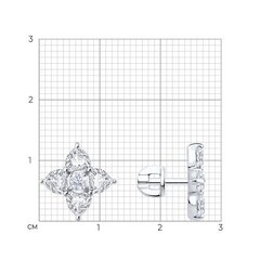Серьги -пусеты МАРКИЗ из серебра 925 пробы c фианитами