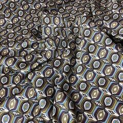 Ткань шелк атласный с оливковым орнаментом 1198