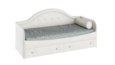 Детская Кровать с мягкой спинкой «Адель» тип 1 с 1-й подушкой-валиком (Крем)