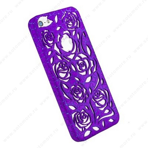Накладка для iPhone SE/ 5s/ 5C/ 5 цветы фиолетовая