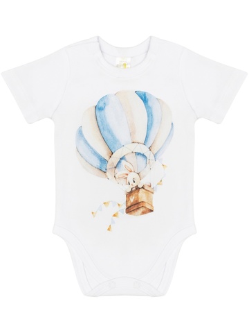 Боди с коротким рукавом "Зайка на воздушном шаре"
