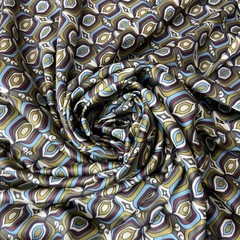 Ткань шелк атласный с оливковым орнаментом 1198