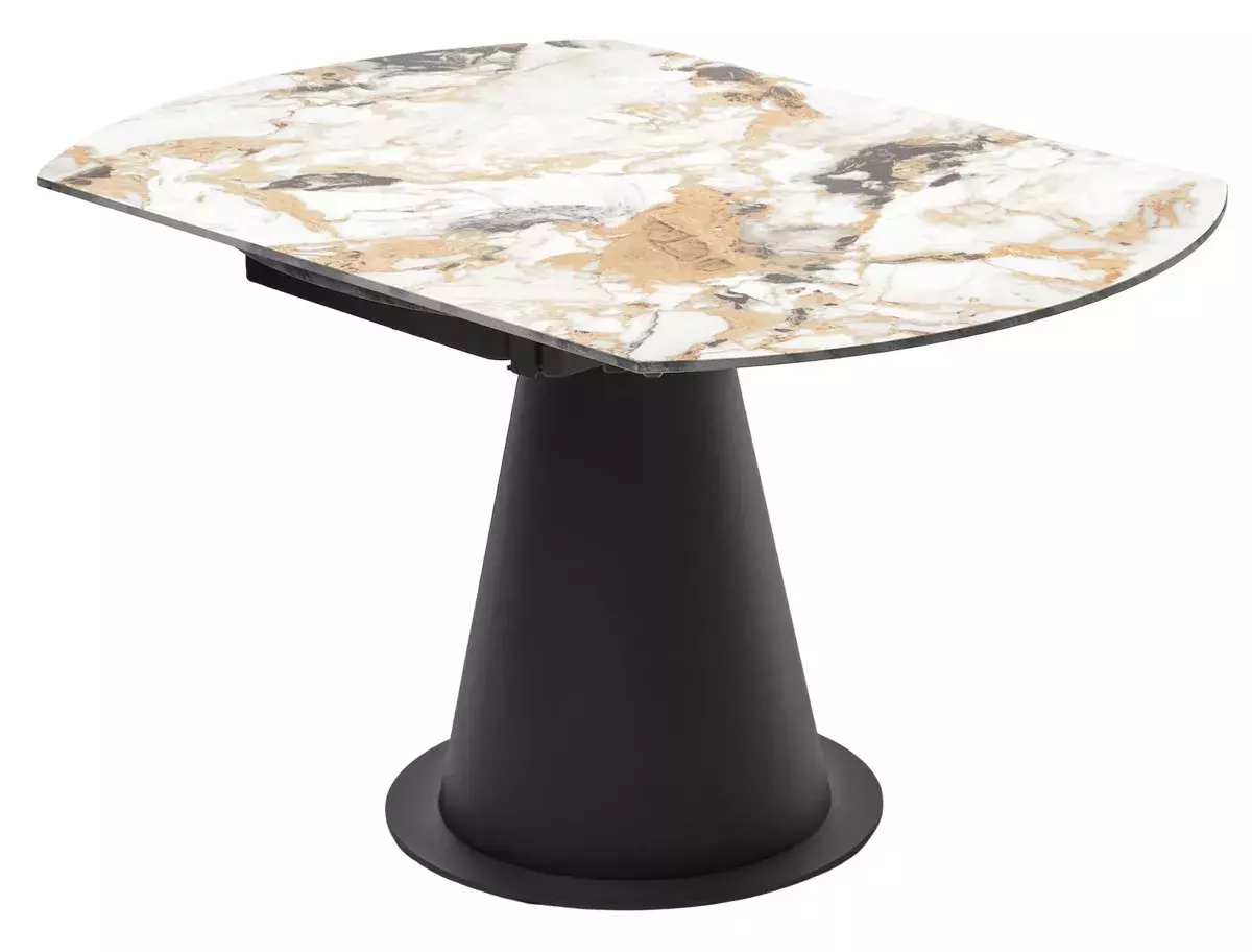 Стол TERAMO 135 GLOSS GRAND JADE SOLID CERAMIC, керамика, поворотн.механизм / Черный каркас, DISAUR
