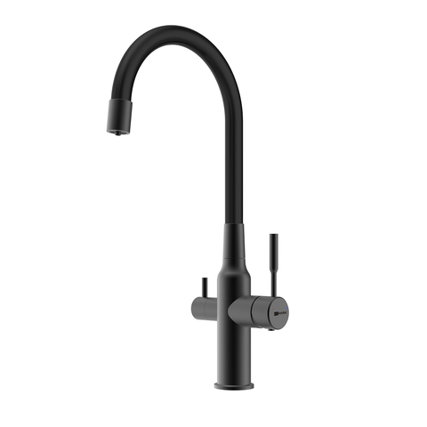 Lemark LM5083BL-Black Смеситель для кухни с гибким изливом с подключением к фильтру питьевой воды, высота излива 32 см, длина 20 см, нерж. сталь / чёрный матовый