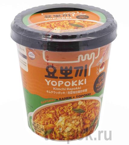 Рисовые клецки с лапшой (рапокки) Yopokki с соусом кимчи, 145 гр