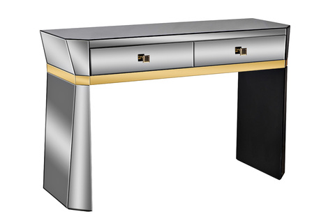 Консоль зеркальная Garda Decor с двумя ящиками и золотистой отделкой