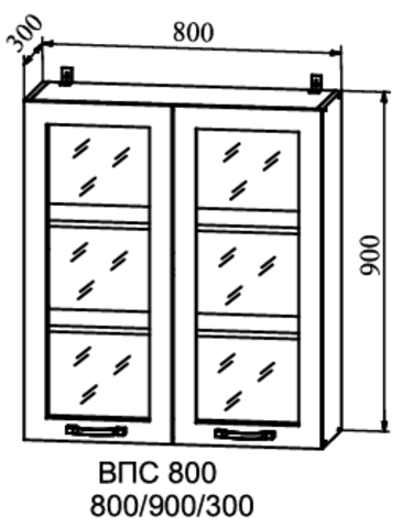 Кухня Империя шкаф верхний стекло высокий 800