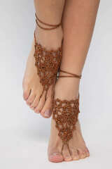 Барефуты Вязанные украшения на ноги (терракот) БФ03 LT Collection