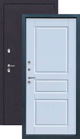 Теплая дверь входная Двери регионов Страж Т-20 Термо, 2 замка, 1,5 мм металл, (графит букле R24139+веллюто бьянко)