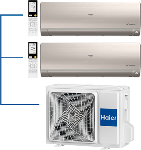 Мульти сплит-система Haier 2 х AS35S2SF2FA-G / 2U50S2SM1FA-3 на 2 комнаты 35+35 м2