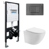 Abber AC1100T-AC0105-AC0120NG Комплект подвесной унитаз Abber Bequem AC1100T белый с инсталляцией AC0105 и кнопкой AC0120NG никель