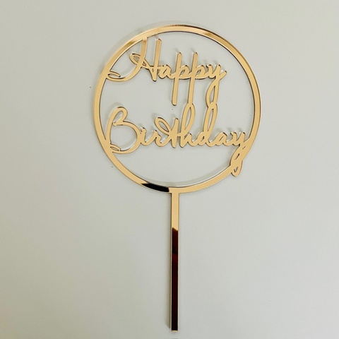 Топпер Happy Birthday2 пл.зеркальный золото