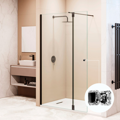 RGW 351005433-14 Душевая перегородка 130*30*195 RGW WA-054B (WA-010B + Z-072B) Чёрный/Прозрачное/8 мм фото