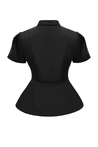 “Noir de Fleur” Жакет приталенный с коротким рукавом (2)