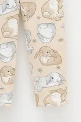 брюки  для девочки  КР 4074-1/песчаный,зайчики и ромашки к563