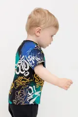фуфайка  для мальчика  КР 302537/черный,яркое граффити к526