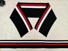 Комплект воротник ш. 8 см, д. 51 см + подвяз ш. 4,2 см, д. 130 см, чёрный с белым/красным