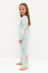 пижама  для девочки  К 1622/25/голубой опал,цветы