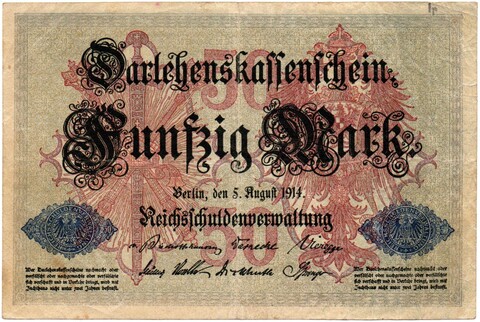 Банкнота 50 марок 1914 год Германская Империя