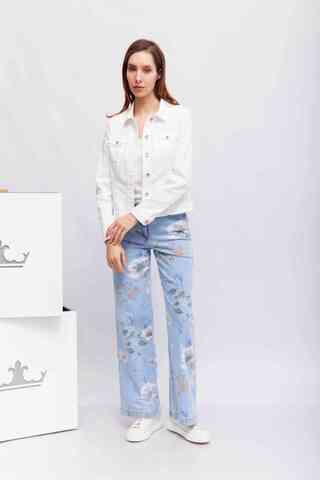 Bianca Джинсы широкой модели с цветочным узором