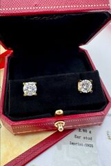 Серьги- пусеты закрепка CARTIER 1 карат из серебра 925 пробы с муассанитами