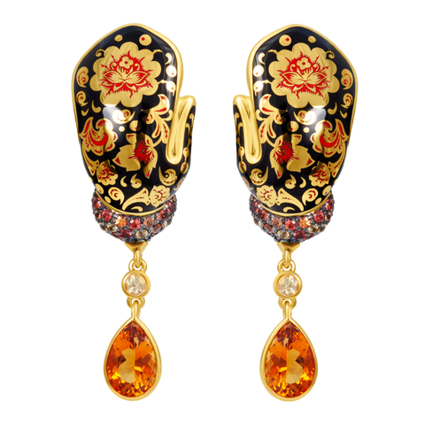 Серьги с сапфирами, цитринами и цветной эмалью, E0096-0/8