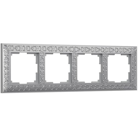Рамка на 4 поста. Цвет Хром матовый. Werkel(Веркель). Antik. a046428 / WL07-Frame-04