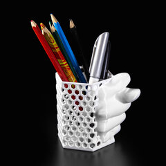 Подставка для карандашей Фига, Дуля, Кукиш, белая, узор - шестиугольники