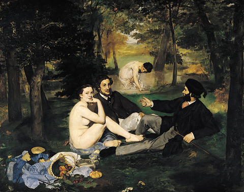 Эдуард Мане. Завтрак на траве. 1863. Холст, масло. 208 × 264,5 см. Музей Орсе, Париж