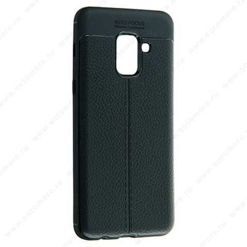Накладка Carbon 360 силиконовая с кожаными вставками для Samsung Galaxy A8 A530 2018 черный
