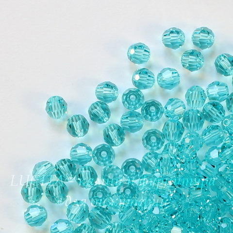 5000 Бусина - шарик с огранкой Сваровски Light Turquoise 4 мм, 5 штук