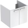 Шкафчик для раковины Geberit Renova Compact, двухдверный: B=53см, H=46.3см, T=47.8см, матовый белый / меламиновое покрытие, ультраглянцевые белые / пленочное покрытие