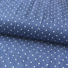 Мерный лоскут 0,6 м джинса с эластаном в мелкий горошек 2083
