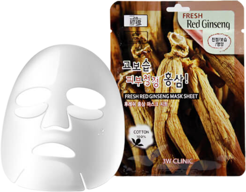 3W CLINIC Fresh Red Ginseng Mask Sheet маска для лица с женьшенем