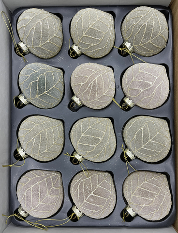 Набор шаров-луковка 8см 12шт ChristmasDeLuxe бежевый/розовый