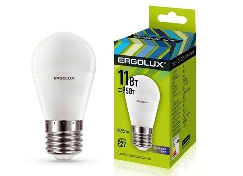Лампа Ergolux LED-G45-11W-Е27-4K (холодный свет)