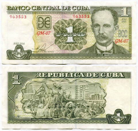 Банкнота Куба 1 песо 2016 год. UNC