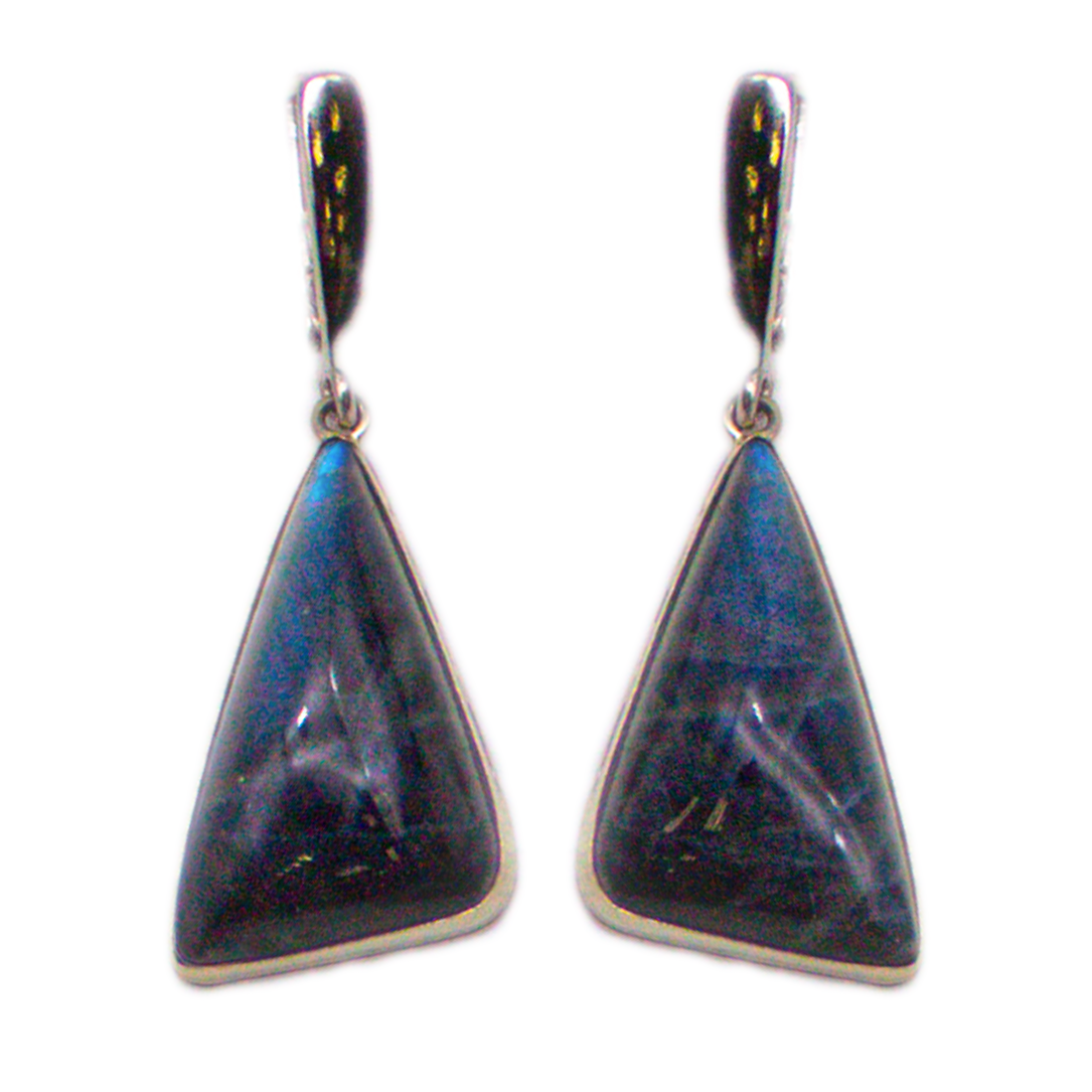 Авторские серьги из лабрадора — купить украшения из камня | ural-mineral