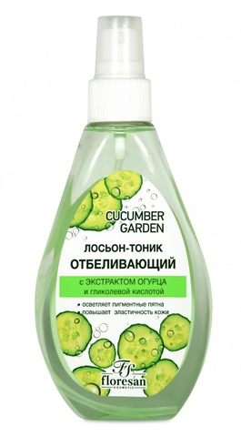 Флоресан CUCUMBER GARDEN Лосьон-тоник отбеливающий,гликолевая кислота,экстракт огурца, 170мл Ф-521