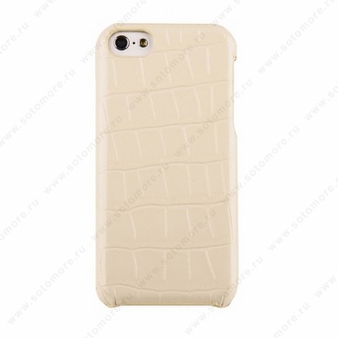 Накладка Melkco кожаная для iPhone 5C Leather Snap Cover (Crocodile Print Pattern - White)
